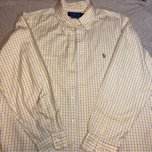 Ralph Lauren Yellow and Blue Windowpane Button-Down Shirt